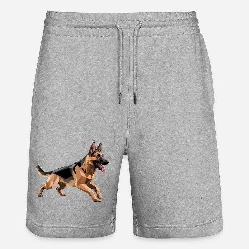 German Shepherd - Cool Low Poly Logo - Stanley/Stella Trainer Unisex Organic Jogging Shorts - heather grey
