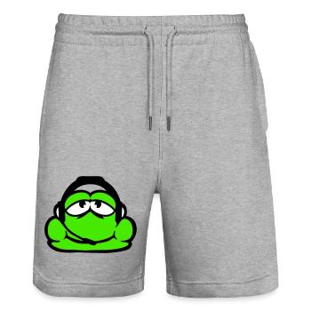 Frosch Gamer Headset Nerd zocken Kopfhörer Spielen - Stanley/Stella Unisex Bio Joggingshorts Trainer  - Grau meliert - Vorne - Nik (191cm) & Marisol (170cm)