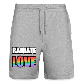 Radiate Love Rainbow - Stanley/Stella Trainer Unisex Organic Jogging Shorts - heather grey - Front - Nik (191cm) & Marisol (170cm)
