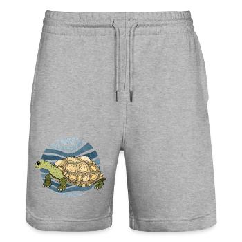 tortoise - Stanley/Stella Trainer Unisex Organic Jogging Shorts - heather grey - Front - Nik (191cm) & Marisol (170cm)