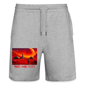 Mars Story: Erkundung der Roten Welt - Stanley/Stella Unisex Bio Joggingshorts Trainer  - Grau meliert - Vorne - Nik (191cm) & Marisol (170cm)