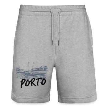 Porto Douro Einfarbige Rabelo Boote - Stanley/Stella Unisex Bio Joggingshorts Trainer  - Grau meliert - Vorne - Nik (191cm) & Marisol (170cm)