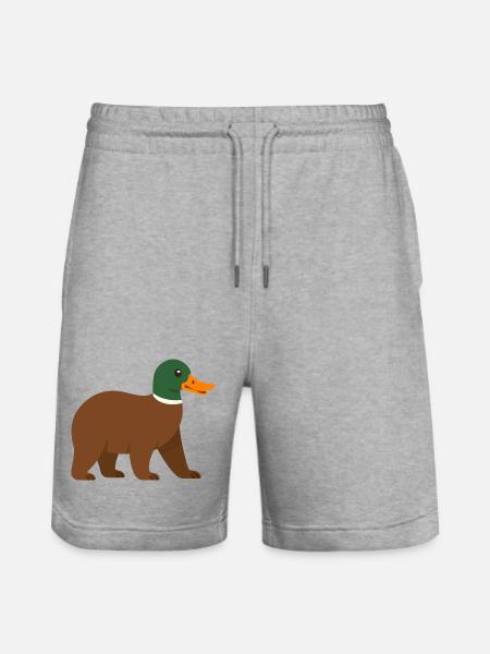 Die Bärente - sie hat einen Schnabel! - Stanley/Stella Unisex Bio Joggingshorts Trainer - Grau meliert