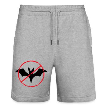 Keine Fledermäuse Schild verboten Halloween lustig - Stanley/Stella Unisex Bio Joggingshorts Trainer  - Grau meliert - Vorne - Nik (191cm) & Marisol (170cm)
