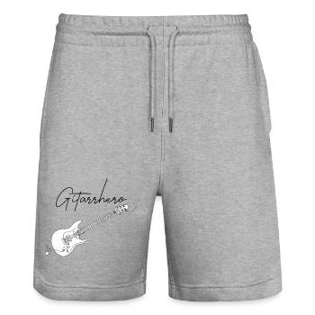 Gitarre Linienkunst Gitarrhero Gitarrenkünstler - Stanley/Stella Unisex Bio Joggingshorts Trainer  - Grau meliert - Vorne - Nik (191cm) & Marisol (170cm)