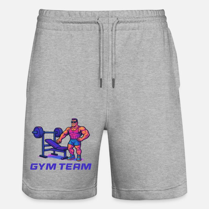 Bodybuilder Gym Comic - Stanley/Stella Unisex Bio Joggingshorts Trainer  - Grau meliert