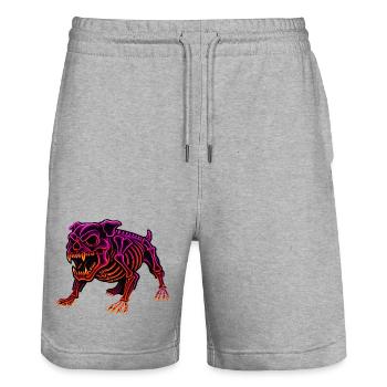 Neon Skelett Dinosaurier - Stanley/Stella Unisex Bio Joggingshorts Trainer  - Grau meliert - Vorne - Nik (191cm) & Marisol (170cm)
