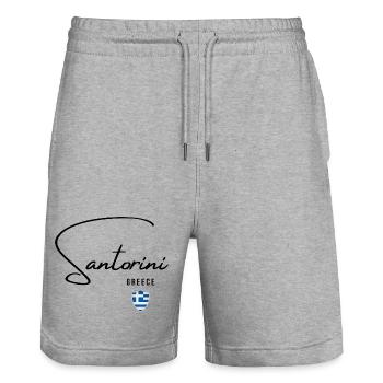 Elegantes Design Santorini, griechischer Stolz - Stanley/Stella Unisex Bio Joggingshorts Trainer  - Grau meliert - Vorne - Nik (191cm) & Marisol (170cm)