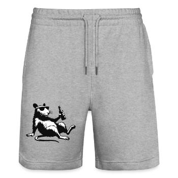 Ratte mit Flasche Sonnenbrille - Stanley/Stella Unisex Bio Joggingshorts Trainer  - Grau meliert - Vorne - Nik (191cm) & Marisol (170cm)