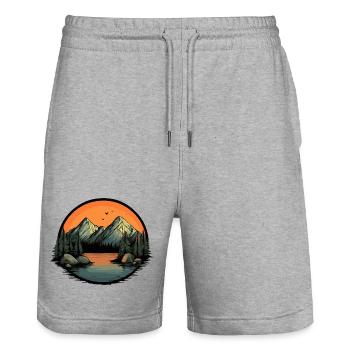 Montagnes Nature - Short de jogging bio TRAINER Stanley/Stella unisexe - gris chiné - Devant - Nik (191cm) & Marisol (170cm)