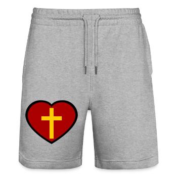 Croix et cœur - Short de jogging bio TRAINER Stanley/Stella unisexe - gris chiné - Devant - Nik (191cm) & Marisol (170cm)