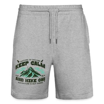 Keep Calm and Hike on - Stanley/Stella Unisex Bio Joggingshorts Trainer  - Grau meliert - Vorne - Nik (191cm) & Marisol (170cm)