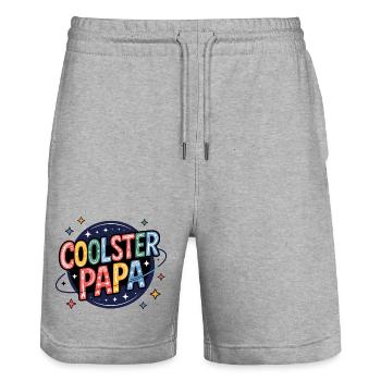 Coolster Papa – bunter Retro-Dad Print - Stanley/Stella Unisex Bio Joggingshorts Trainer  - Grau meliert - Vorne - Nik (191cm) & Marisol (170cm)