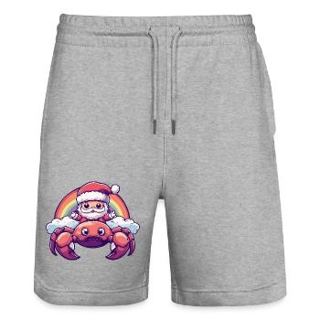 Krebs Krabbe Weihnachtsmann Weihnachten - Stanley/Stella Unisex Bio Joggingshorts Trainer  - Grau meliert - Vorne - Nik (191cm) & Marisol (170cm)