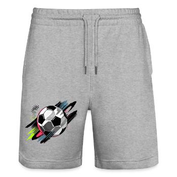 Dynamischer Fußball mit Farbeffekten für Sportfans - Stanley/Stella Unisex Bio Joggingshorts Trainer  - Grau meliert - Vorne - Nik (191cm) & Marisol (170cm)