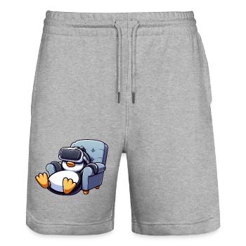 Penguin Virtual Reality Gamer Gamer Chill - Stanley/Stella Trainer Unisex Organic Jogging Shorts - heather grey - Front - Nik (191cm) & Marisol (170cm)