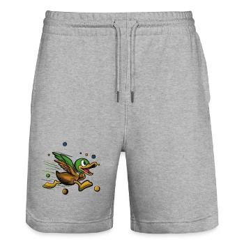 Sprinter duck in a frenzy of color - Stanley/Stella Trainer Unisex Organic Jogging Shorts - heather grey - Front - Nik (191cm) & Marisol (170cm)