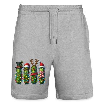 Cucumbers Christmas Squad Lights - Stanley/Stella Trainer Unisex Organic Jogging Shorts - heather grey - Front - Nik (191cm) & Marisol (170cm)