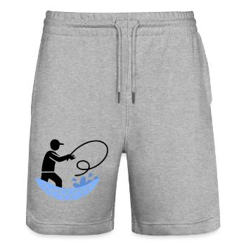 Angeln & Fischen | Petri Heil Hobby Logo - Stanley/Stella Unisex Bio Joggingshorts Trainer  - Grau meliert - Vorne - Nik (191cm) & Marisol (170cm)