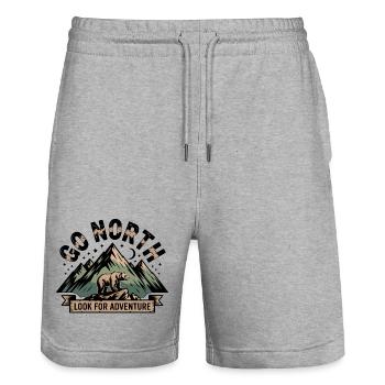 Norden – Abenteuer Bär & Berge Outdoor Design - Short de jogging bio TRAINER Stanley/Stella unisexe - gris chiné - Devant - Nik (191cm) & Marisol (170cm)
