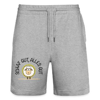 Schaf gut, alles gut – Süßes Schafe Motiv - Stanley/Stella Unisex Bio Joggingshorts Trainer  - Grau meliert - Vorne - Nik (191cm) & Marisol (170cm)