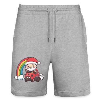 Noël du Père Noël Coccinelle - Short de jogging bio TRAINER Stanley/Stella unisexe - gris chiné - Devant - Nik (191cm) & Marisol (170cm)