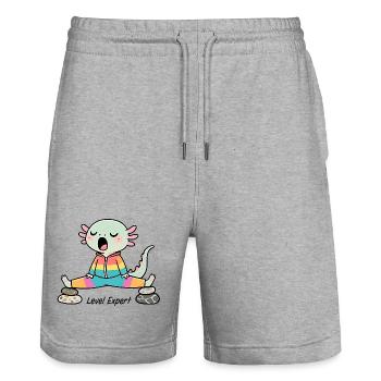 Axolotl Zen in Meditation Yoga Expert Level - Stanley/Stella Trainer Unisex Organic Jogging Shorts - heather grey - Front - Nik (191cm) & Marisol (170cm)