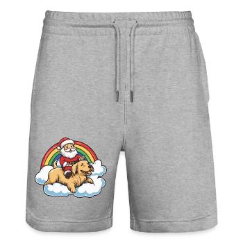 Golden Retriever Dog Santa Claus - Stanley/Stella Trainer Unisex Organic Jogging Shorts - heather grey - Front - Nik (191cm) & Marisol (170cm)