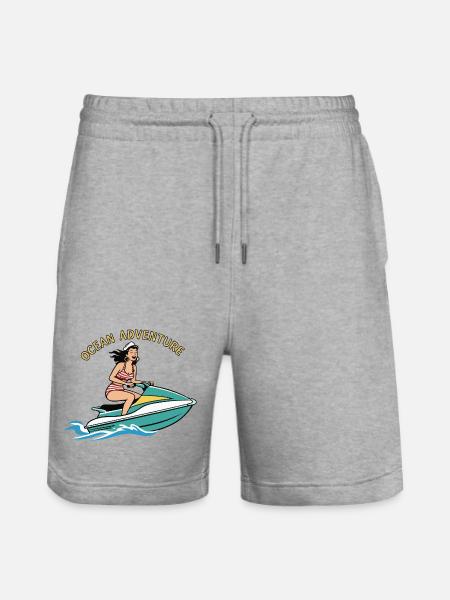 Pin-up en jet ski - Short de jogging bio TRAINER Stanley/Stella unisexe - gris chiné