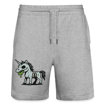 Zombie-Einhorn mit Schleim und dunklen Knochen - Stanley/Stella Unisex Bio Joggingshorts Trainer  - Grau meliert - Vorne - Nik (191cm) & Marisol (170cm)