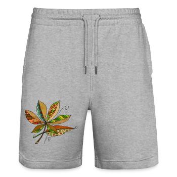 leaves - Stanley/Stella Trainer Unisex Organic Jogging Shorts - heather grey - Front - Nik (191cm) & Marisol (170cm)