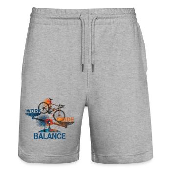 Work - Ride -Balance - Stanley/Stella Trainer Unisex Organic Jogging Shorts - heather grey - Front - Nik (191cm) & Marisol (170cm)
