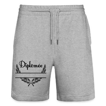 Diplômée – Couronne de Laurier avec Espace Nom - Stanley/Stella Trainer Unisex Organic Jogging Shorts - heather grey - Front - Nik (191cm) & Marisol (170cm)