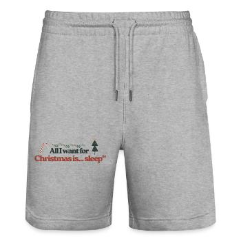 All I Want for Christmas Sleep - Stanley/Stella Trainer Unisex Organic Jogging Shorts - heather grey - Front - Nik (191cm) & Marisol (170cm)