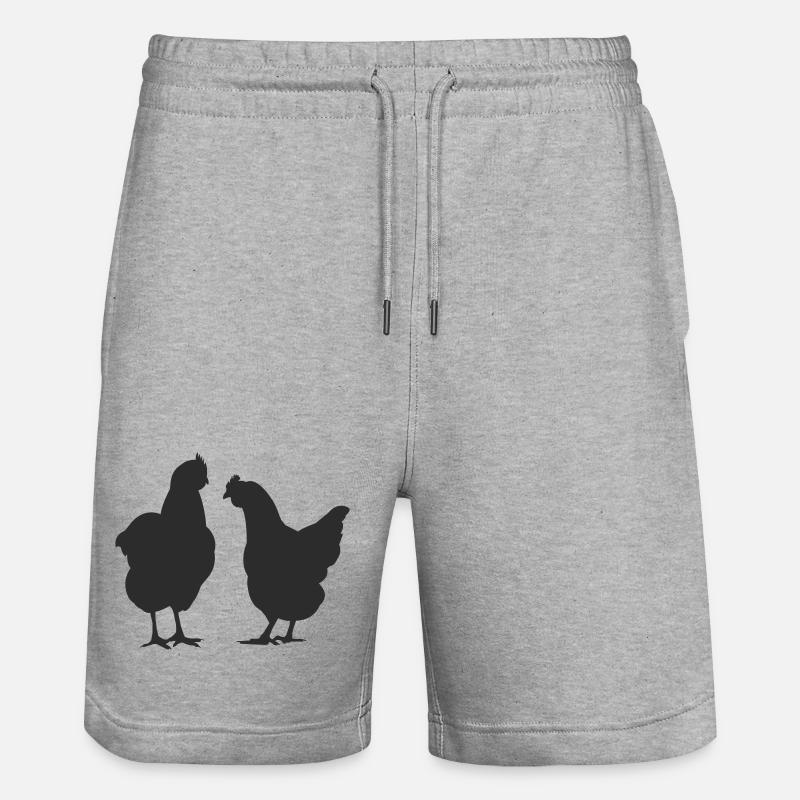Silhouette des deux poulets - Short de jogging bio TRAINER Stanley/Stella unisexe - gris chiné