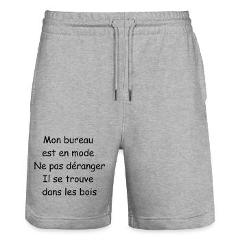 My desktop is in Do Not Disturb mode It is in a - Stanley/Stella Trainer Unisex Organic Jogging Shorts - heather grey - Front - Nik (191cm) & Marisol (170cm)