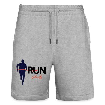 Run - Stanley/Stella Trainer Unisex Organic Jogging Shorts - heather grey - Front - Nik (191cm) & Marisol (170cm)
