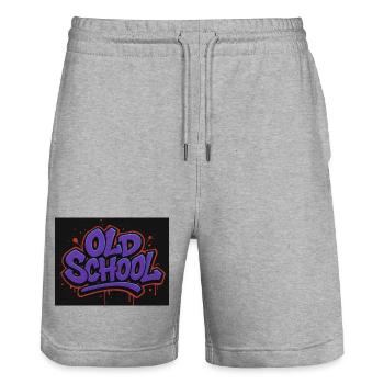 Old School Graffiti Schriftzug - Stanley/Stella Unisex Bio Joggingshorts Trainer  - Grau meliert - Vorne - Nik (191cm) & Marisol (170cm)