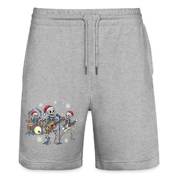 Ruban squelette de Noël Squelettes de Noël drôles - Short de jogging bio TRAINER Stanley/Stella unisexe - gris chiné - Devant - Nik (191cm) & Marisol (170cm)