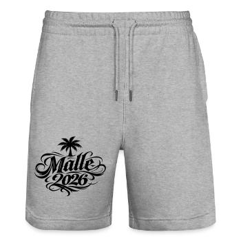 Malle 2026 Mallorca Tattoo - Short de jogging bio TRAINER Stanley/Stella unisexe - gris chiné - Devant - Nik (191cm) & Marisol (170cm)