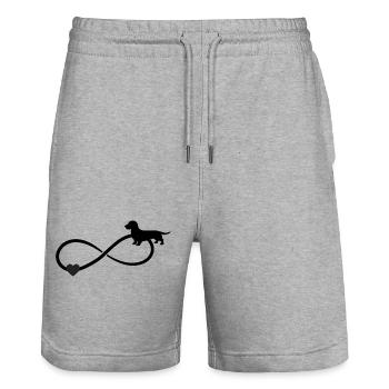 Rauhaardackel Dackel Unendlichkeit  - Stanley/Stella Unisex Bio Joggingshorts Trainer  - Grau meliert - Vorne - Nik (191cm) & Marisol (170cm)