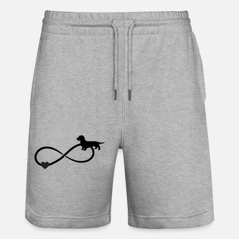 Rauhaardackel Dackel Unendlichkeit  - Stanley/Stella Unisex Bio Joggingshorts Trainer  - Grau meliert
