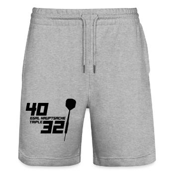 Dart,Darts,Egal Hauptsache Triple - Stanley/Stella Unisex Bio Joggingshorts Trainer  - Grau meliert - Vorne - Nik (191cm) & Marisol (170cm)