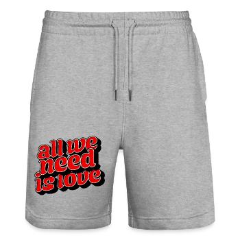 All We Need Is Love Positive Message - Stanley/Stella Unisex Bio Joggingshorts Trainer  - Grau meliert - Vorne - Nik (191cm) & Marisol (170cm)