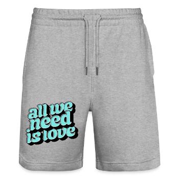 Tout ce dont tu as besoin, c’est d’aimer Retro - Short de jogging bio TRAINER Stanley/Stella unisexe - gris chiné - Devant - Nik (191cm) & Marisol (170cm)
