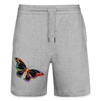 Schmetterling - Stanley/Stella Unisex Bio Joggingshorts Trainer  - Grau meliert - Vorne - Nik (191cm) & Marisol (170cm)