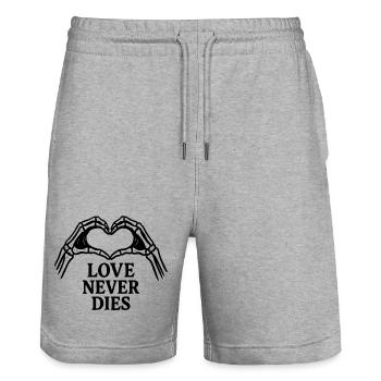 L'amour ne meurt jamais - Short de jogging bio TRAINER Stanley/Stella unisexe - gris chiné - Devant - Nik (191cm) & Marisol (170cm)
