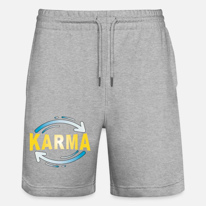 Karma - Minimalistisches Statement Design - Stanley/Stella Unisex Bio Joggingshorts Trainer  - Grau meliert
