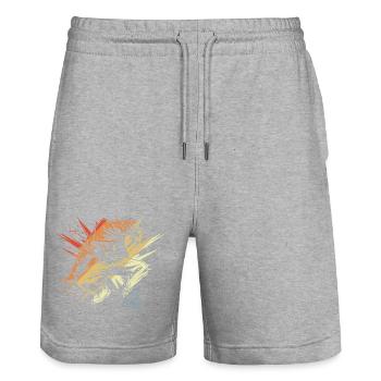 Breakdancer Drawing Vintage - Stanley/Stella Trainer Unisex Organic Jogging Shorts - heather grey - Front - Nik (191cm) & Marisol (170cm)