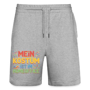 Le costume se trouve dans le bureau du carnaval du bureau principal - Short de jogging bio TRAINER Stanley/Stella unisexe - gris chiné - Devant - Nik (191cm) & Marisol (170cm)